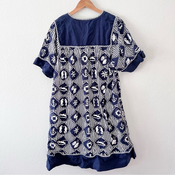 Vintage Go Softly Navy Nautical Print Patio Dress Sz M - Picture 4 of 4